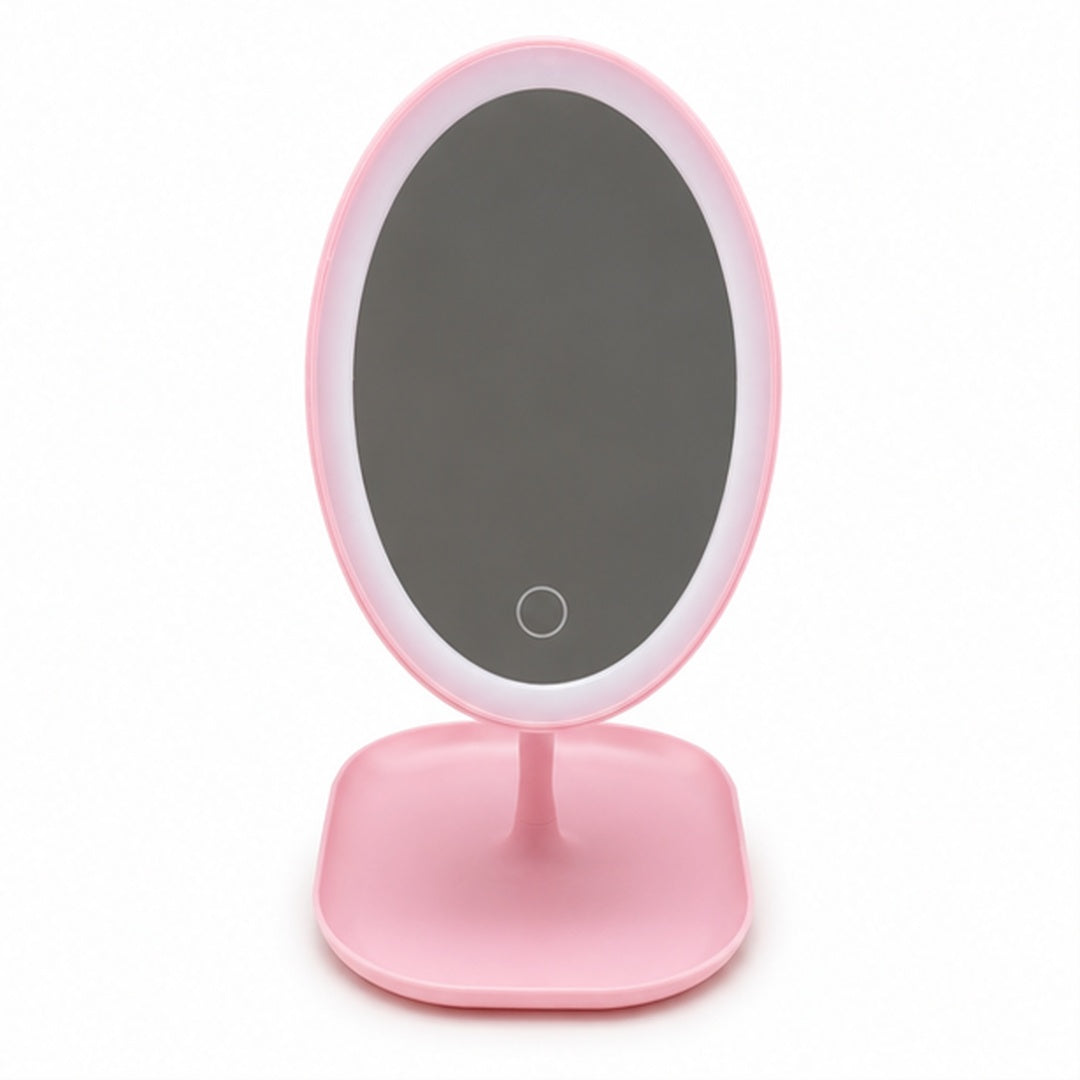 Espejo Con luz Led Recargable Ovalado Rosa - vista 3 del producto