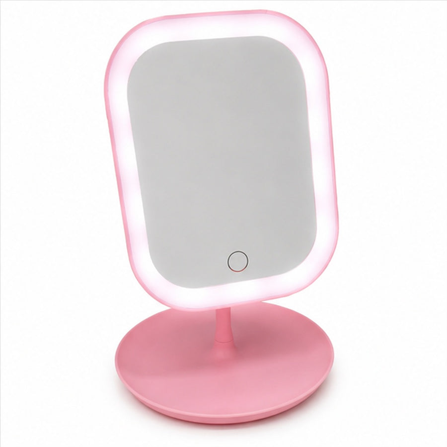 Espejo Con Luz Led para Maquillaje Recargable - variante rosa