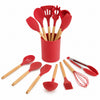 Set de utensilios de silicona 12 piezas color rojo