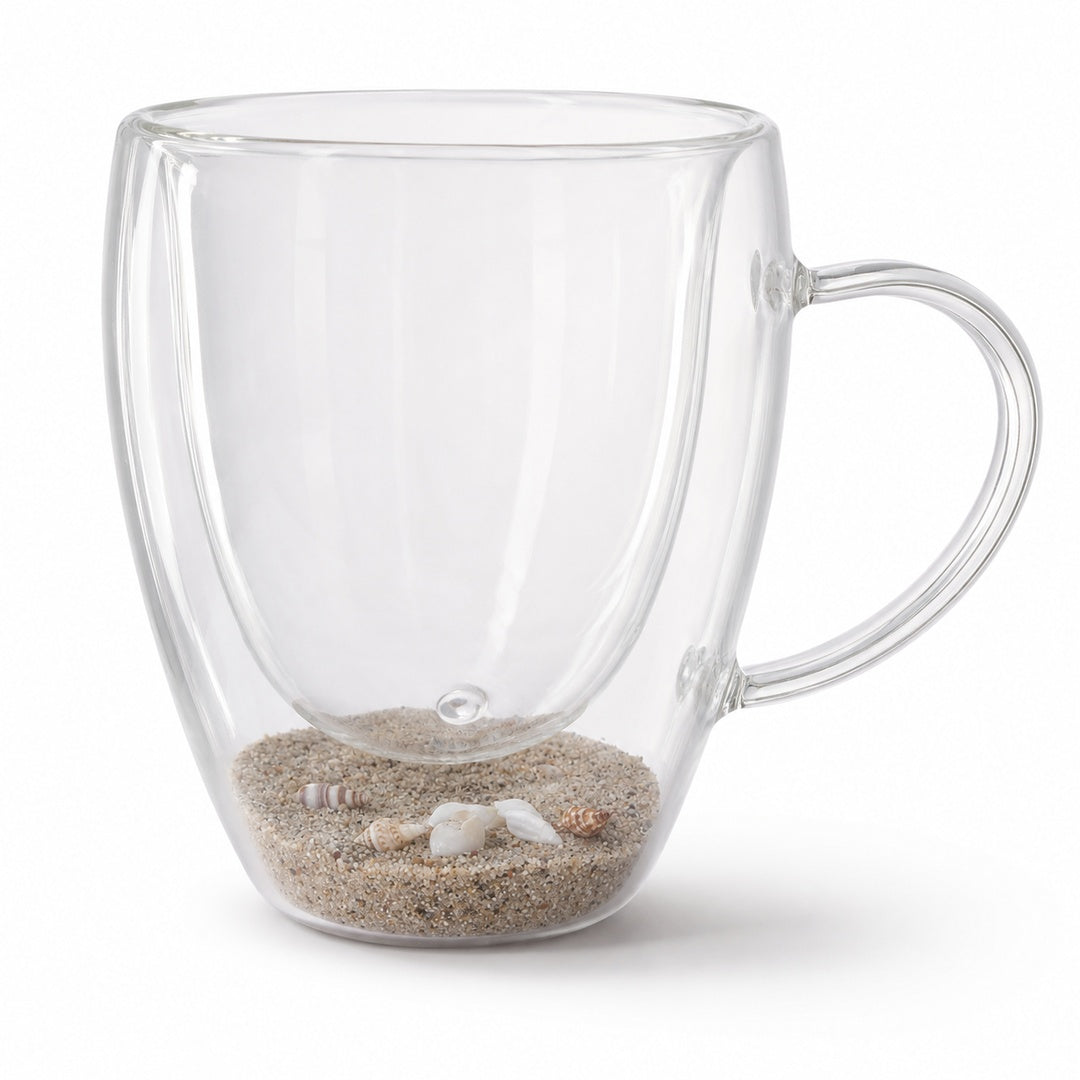 Taza Para Café Té Doble Fondo Diseño Arena del Mar - imagen principal