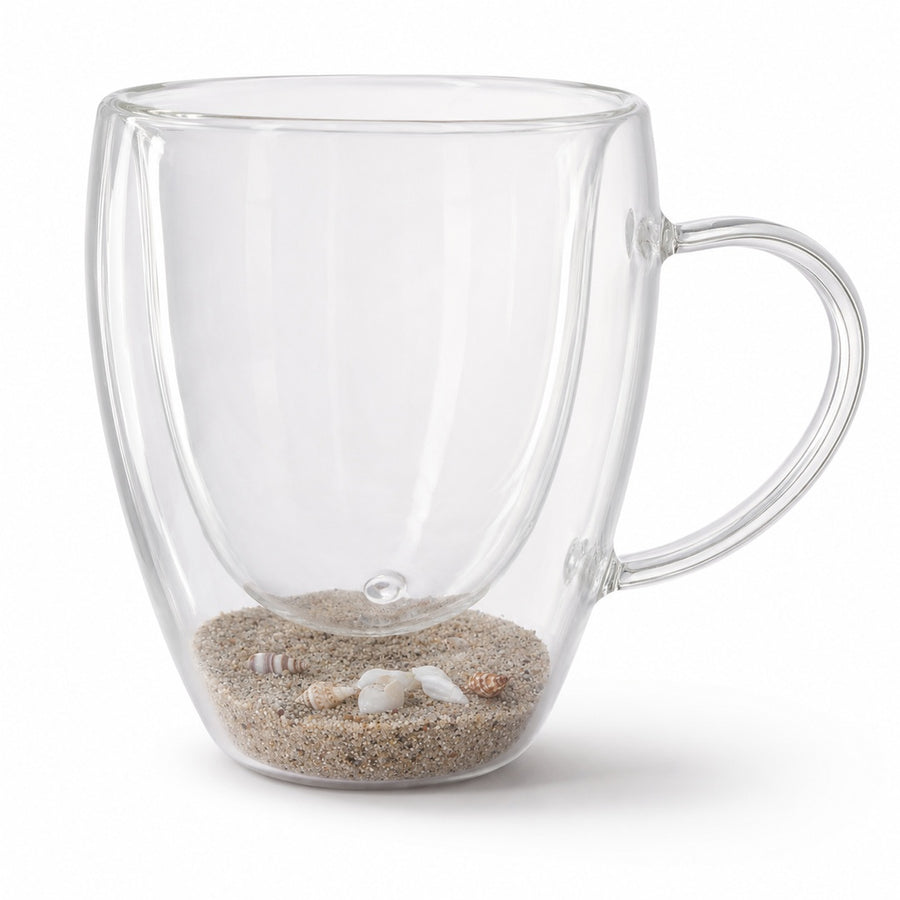 Taza Para Café Té Doble Fondo Diseño Arena del Mar - imagen principal