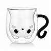 Taza De Vidrio De Doble Pared Bkinpid Cute Cat, Gato Negro