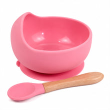 Bowl Con Cuchara De Silicona Para Bebé - variante Rosa