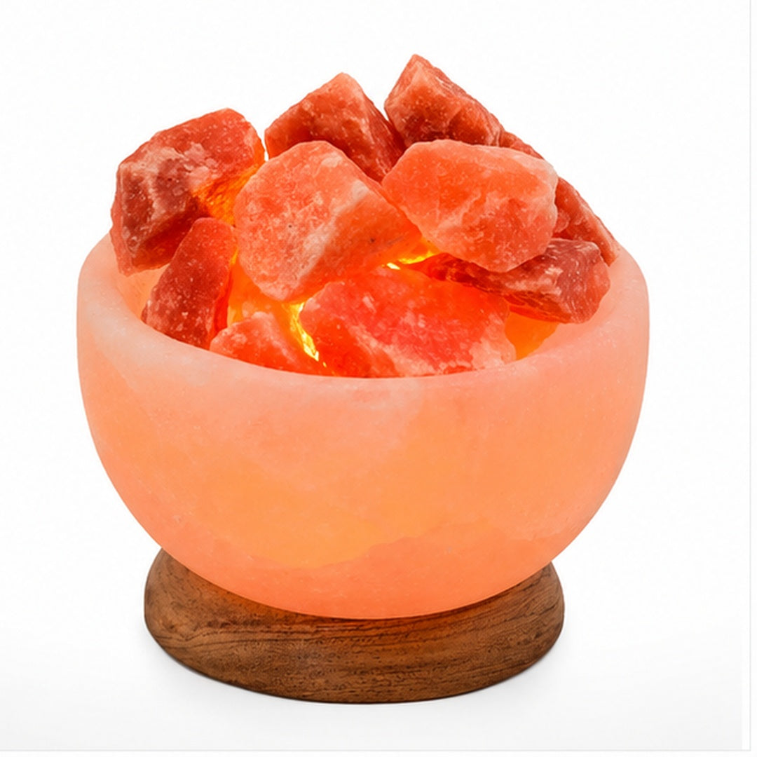 Lampara de Sal Himalaya Luz Led Colores Decorativa Base De Madera