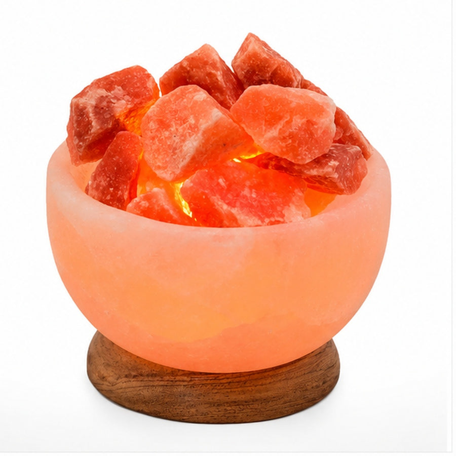 Lampara de Sal Himalaya Luz Led Colores Decorativa Base De Madera - imagen principal