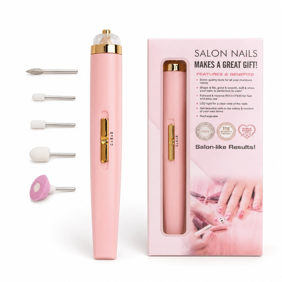 Torno Pulidor de Uñas Recargable con 5 Fresas Rosa - imagen principal