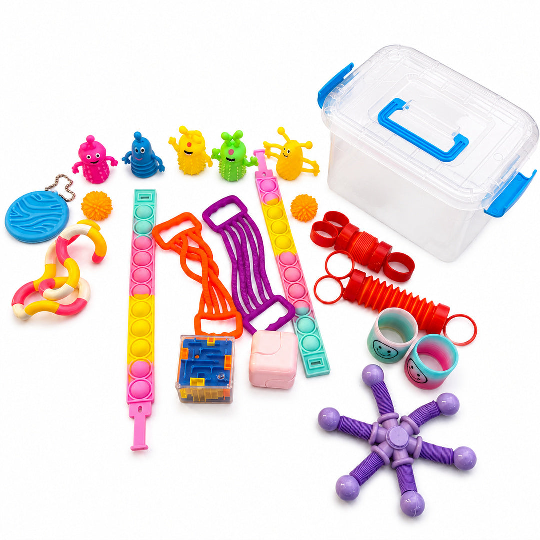 Kit de juguetes sensoriales 19 piezas plástico y goma