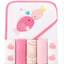Set De Toalla Con Capucha Bebés Y Toallitas Multiuso Niñas - variante Peces