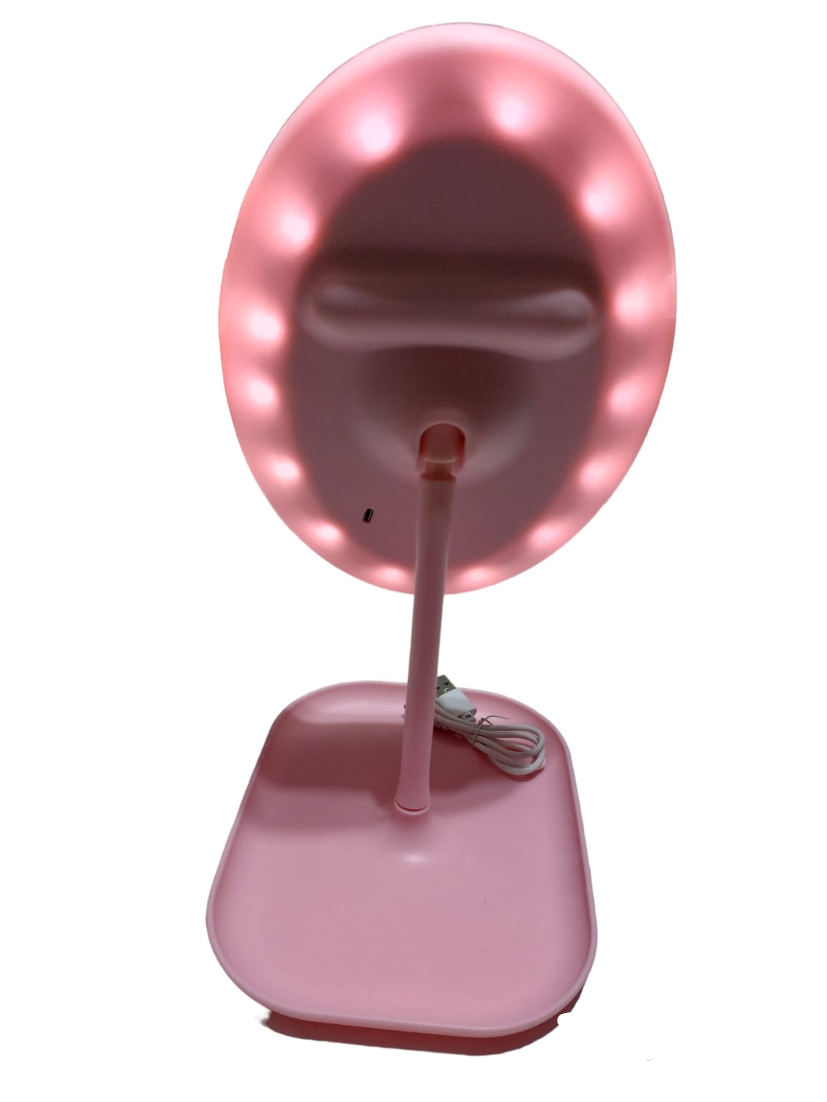 Espejo Con luz Led Recargable Ovalado Rosa