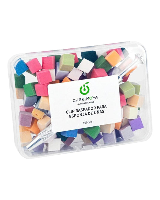 Pinza De Agarre Y 100 Esponjas Blender Manicuria Cherimoya
