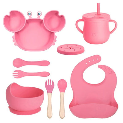 Set De Alimentación Silicona Antideslizante Para Bebés 10p
