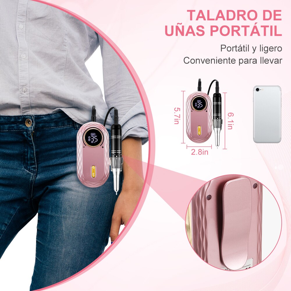 Torno De Uñas Inalámbrico Pantalla Lcd 30000 Rpm Manicura