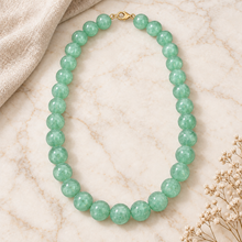 Collar De Piedra Natural Aventurina Verde Y Cuarzo Fortuna