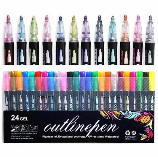 Lapices Mágicos Marcadores Metálicos Con Contorno 36pcs Gel