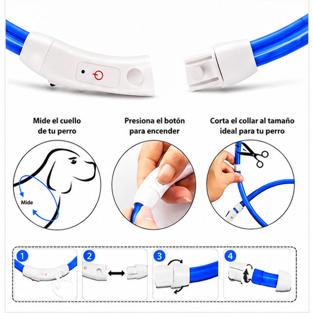 Collar Para Perro Luz Led Luminoso 40 Cm Carga Usb MLV-202516 - vista 14 del producto