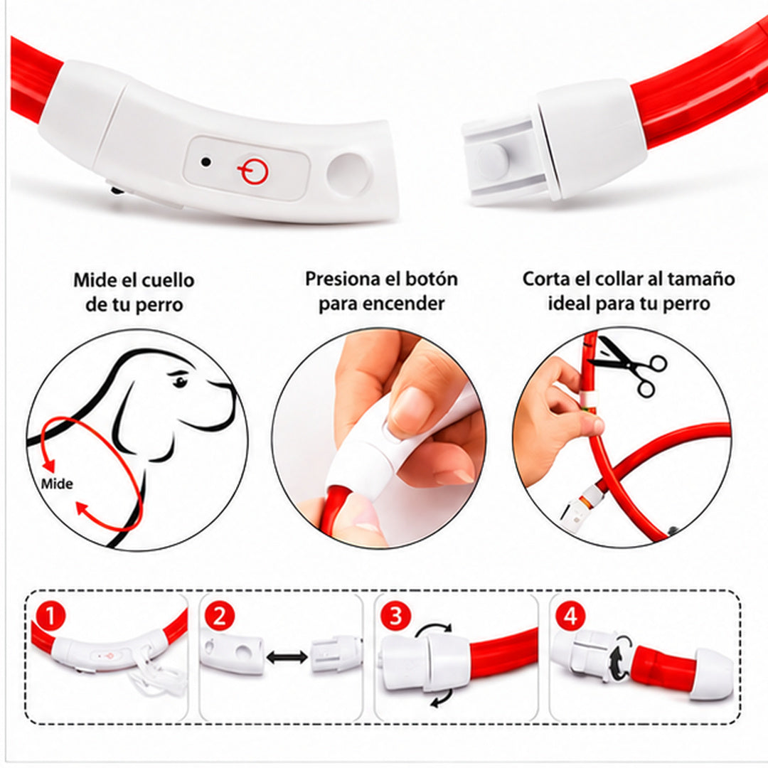 Collar Para Perro Luz Led Luminoso 40 Cm Carga Usb MLV-202516 - vista 10 del producto