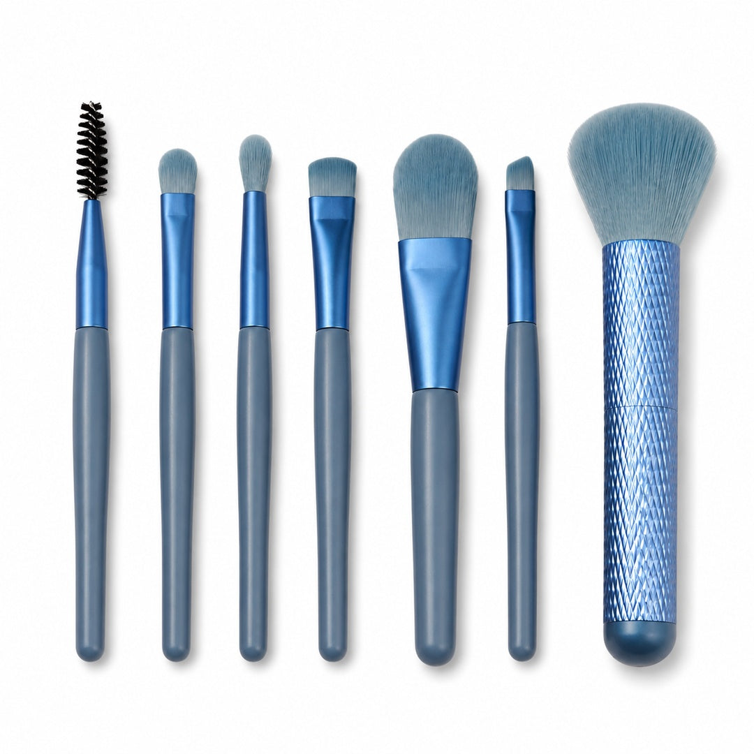 Mini Brochas de Maquillaje juego de 8 piezas Portátil - variante Azul