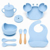 Set de alimentación bebé silicona 10 piezas color Celeste