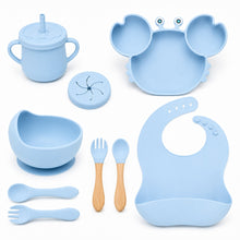 Set de alimentación bebé silicona 10 piezas color Celeste - detalle del producto