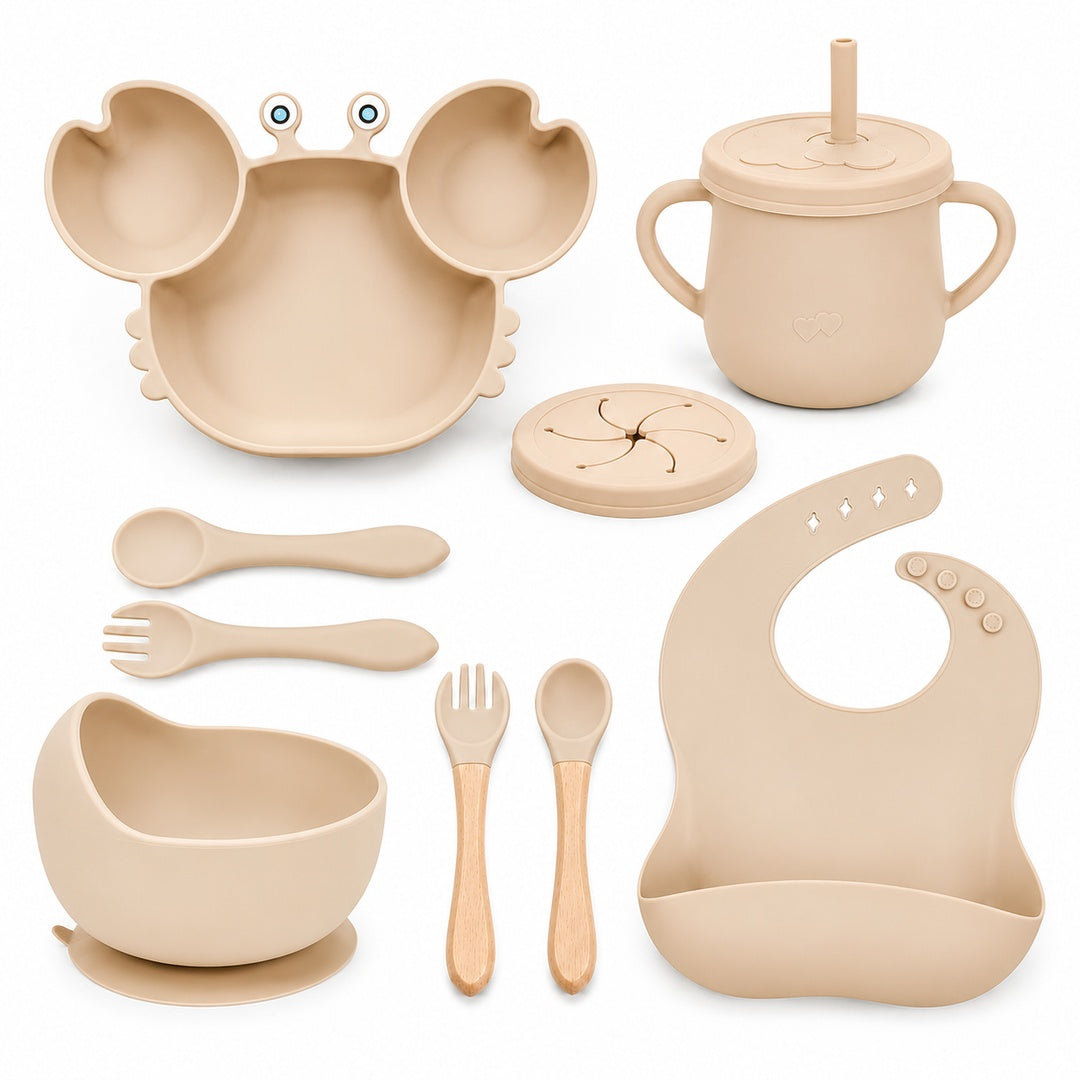 Set de alimentación bebé silicona 10 piezas color Beige - detalle del producto