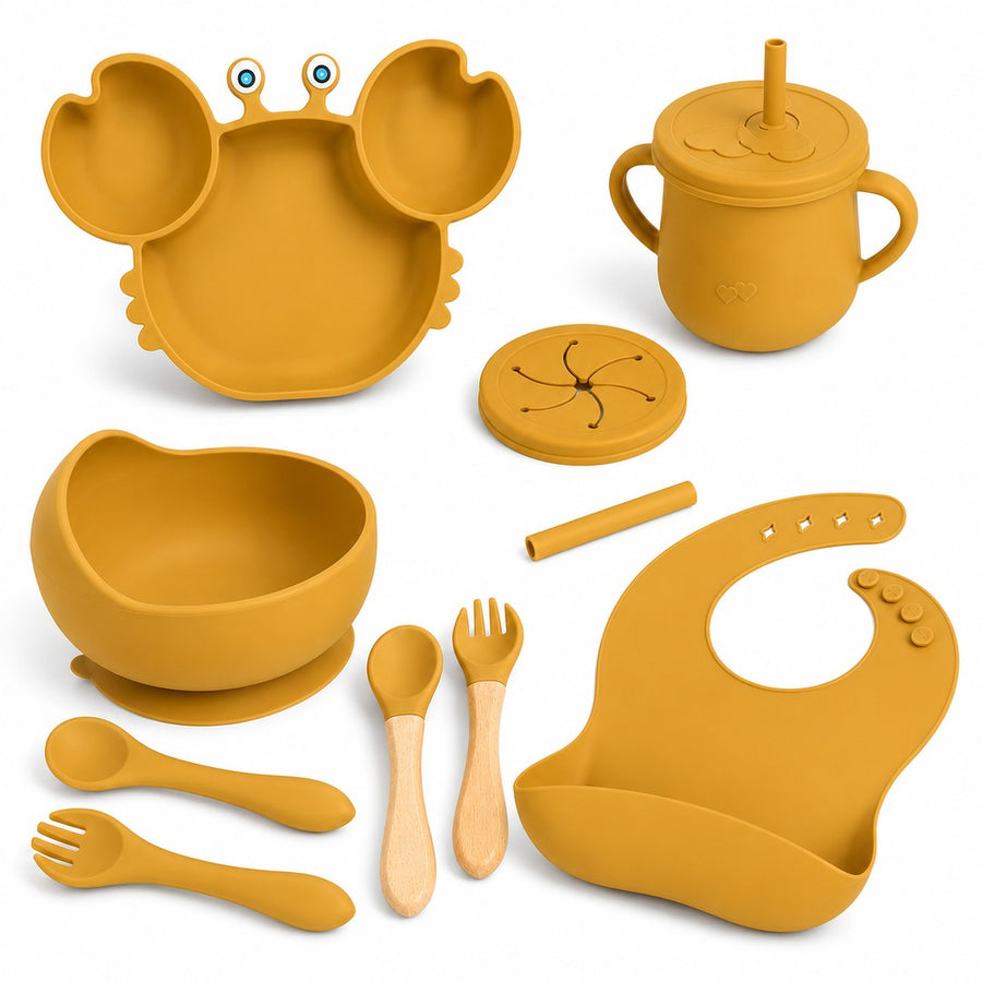 Set de alimentación bebé silicona 10 piezas color Amarillo - detalle del producto