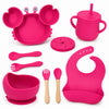 Set de alimentación bebé silicona 10 piezas color Fucsia