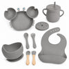 Set de alimentación bebé silicona 10 piezas color Gris