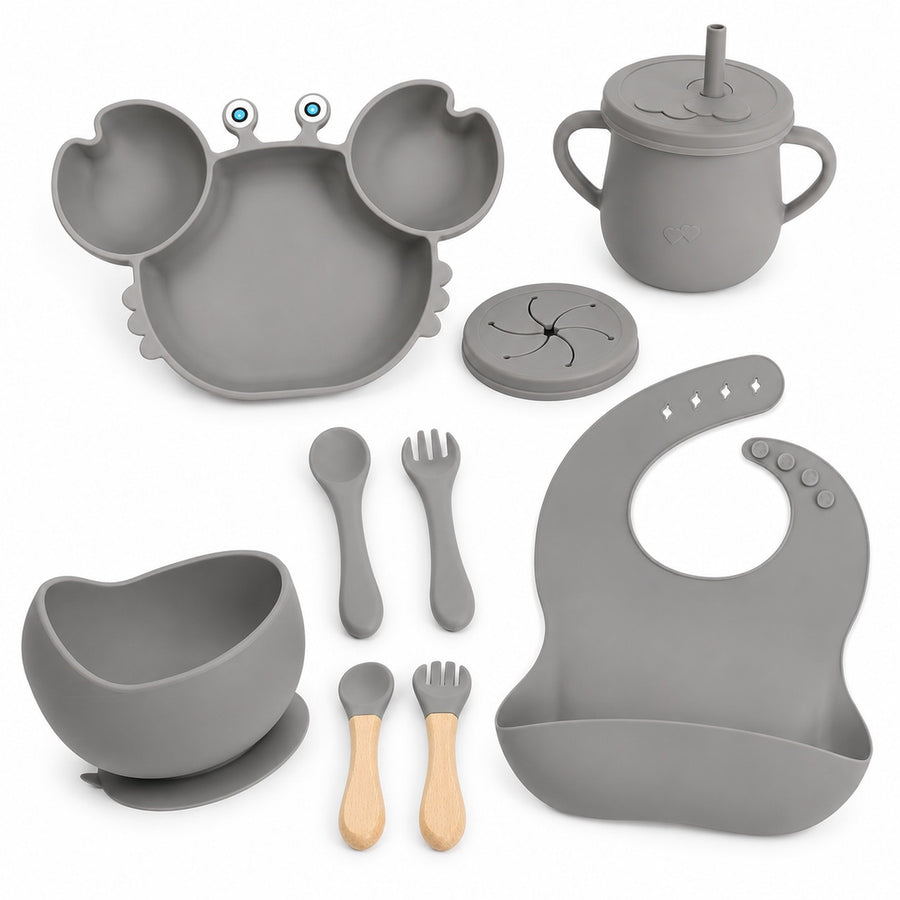 Set de alimentación bebé silicona 10 piezas color Gris - vista 3 del producto