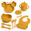 Set de alimentación bebé silicona 10 piezas color Mostaza