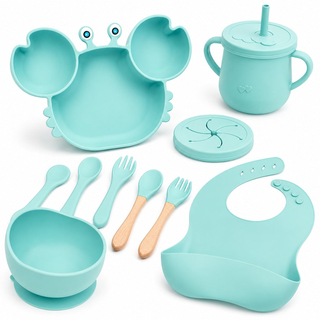 Set de alimentación bebé silicona 10 piezas color Turquesa - detalle del producto