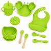 Set de alimentación bebé silicona 10 piezas color Verde Manzana
