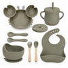 Set de alimentación bebé silicona 10 piezas color Verde Militar