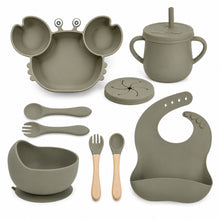 Set de alimentación bebé silicona 10 piezas color Verde Militar - imagen principal
