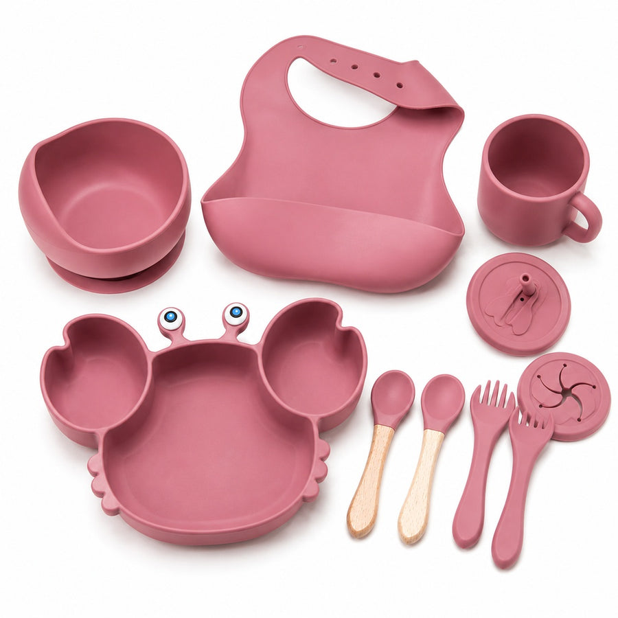 Set de alimentación bebé silicona 10 piezas color Terracota - detalle del producto