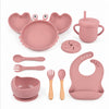 Set de alimentación bebé silicona 10 piezas color Rosa Vieja