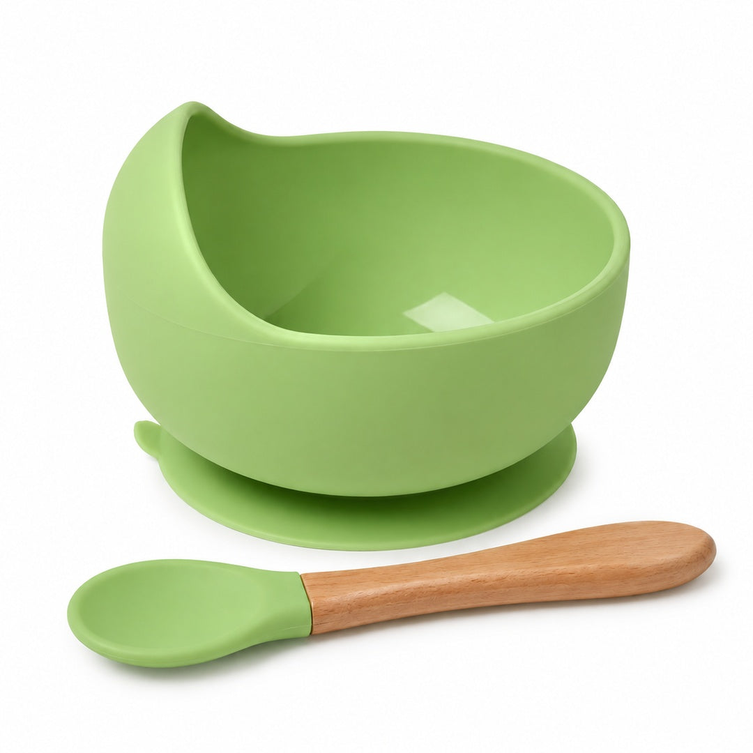 Bowl Con Cuchara De Silicona Para Bebé - variante Azul