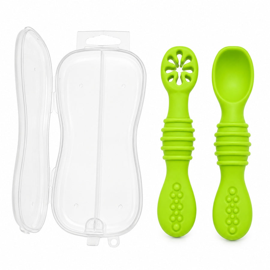 Set de cucharas de silicona para bebé color verde - detalle del producto