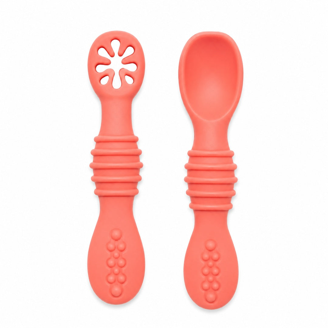 Set de cucharas de silicona para bebé color Coral - detalle del producto