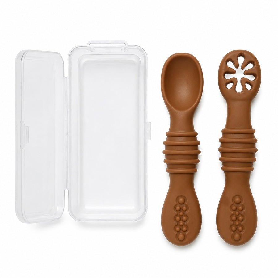 Set de cucharas de silicona para bebé color Marron - detalle del producto