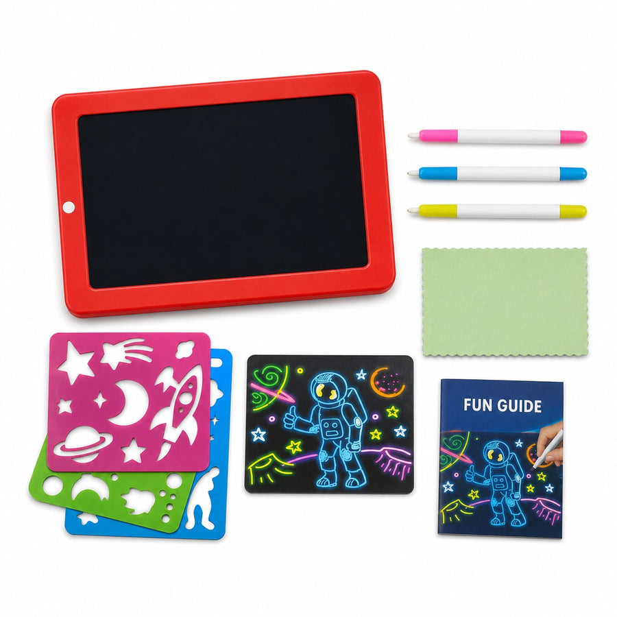 Pizarra De Dibujo Mágica Led Para Niños Con Plantillas - detalle del producto