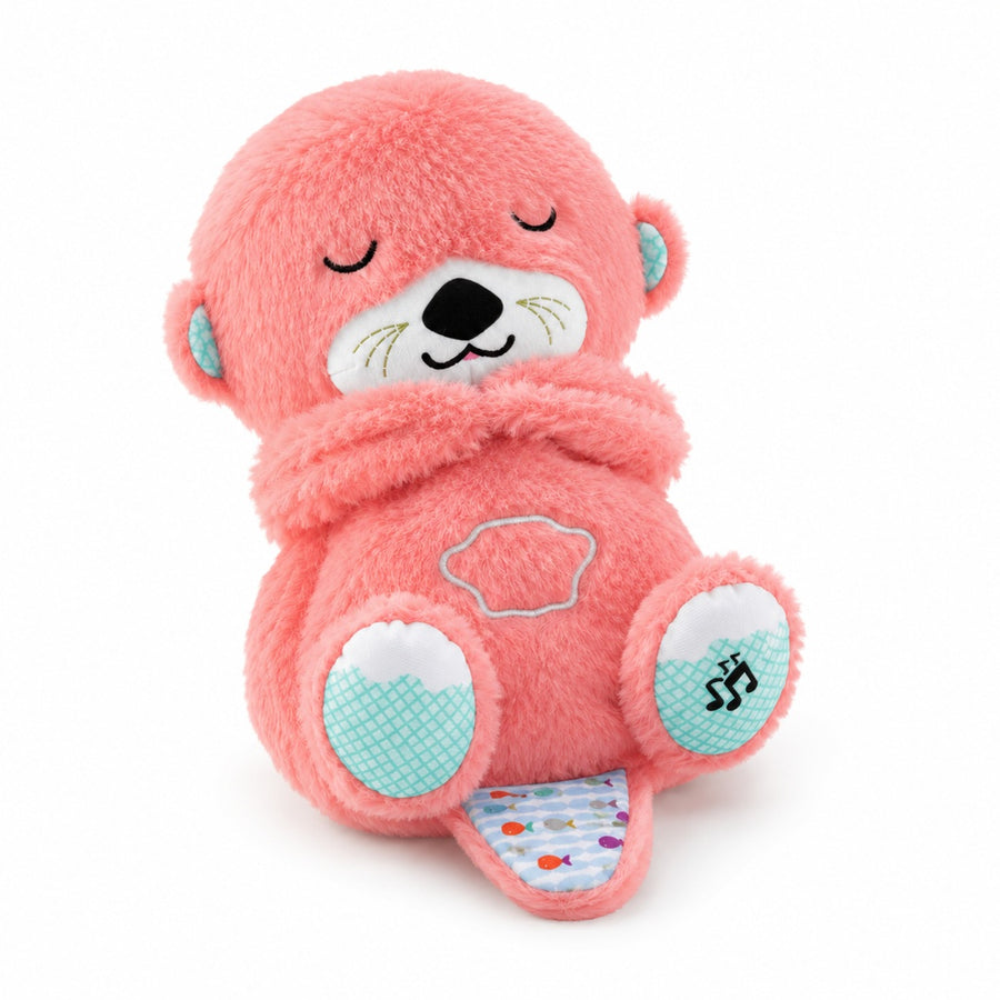 Peluche nutria con respiración relajante para bebé color Salmón - detalle del producto