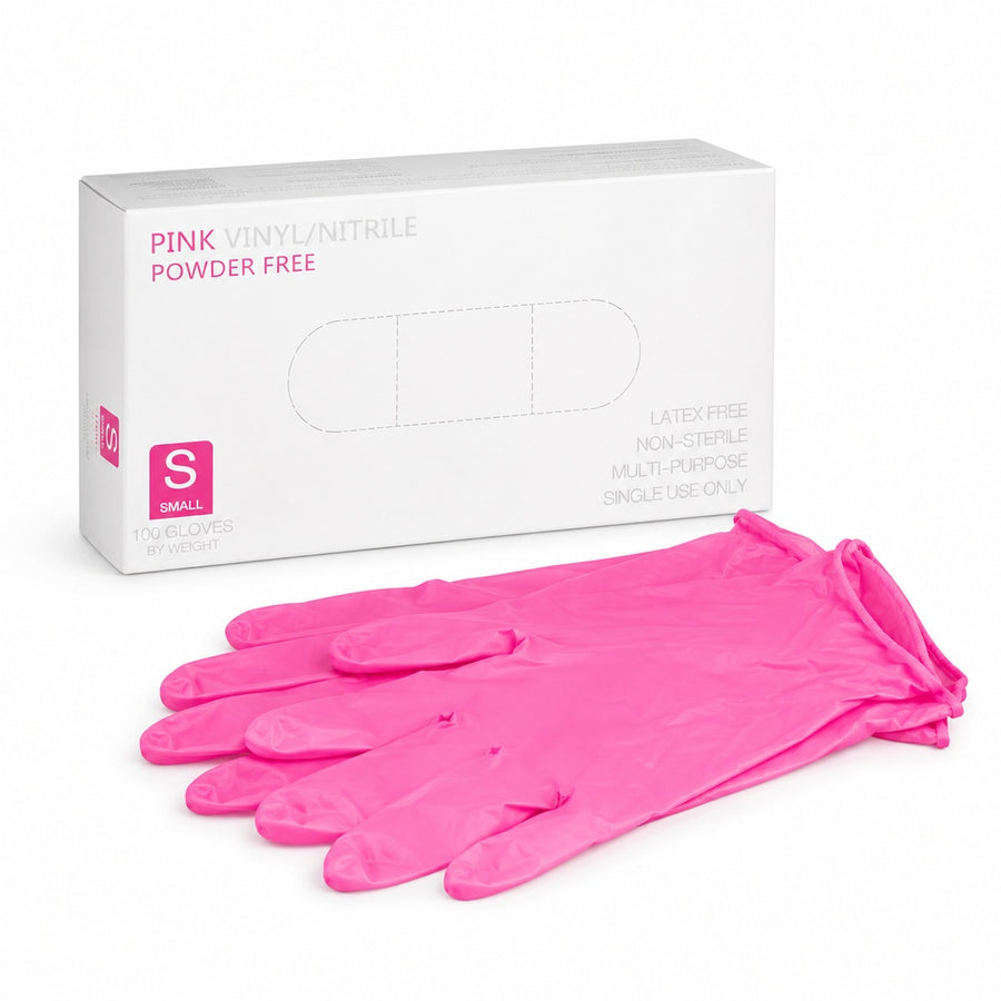 Guantes Desechables de Nitrilo de Vinilo Rosa - variante S