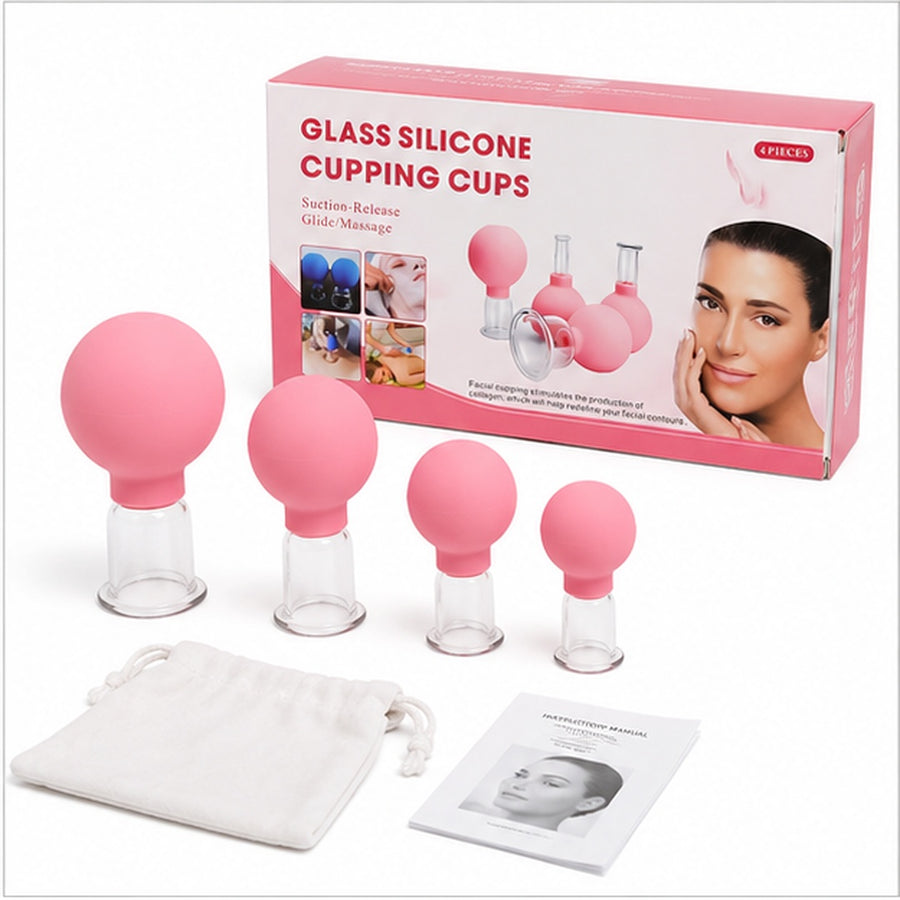Set de 4 ventosas faciales y corporales color rosado - detalle del producto