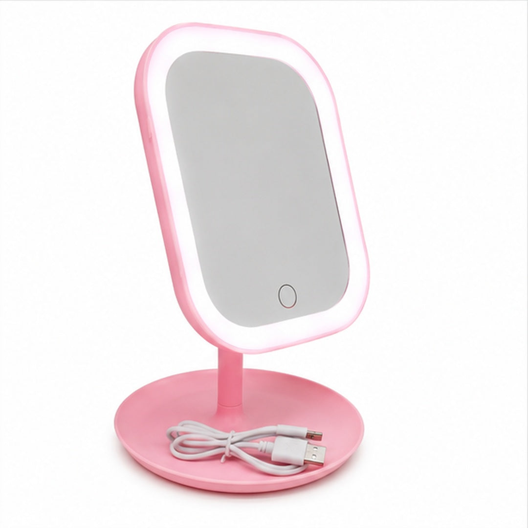 Espejo Con Luz Led para Maquillaje Recargable - variante blanco