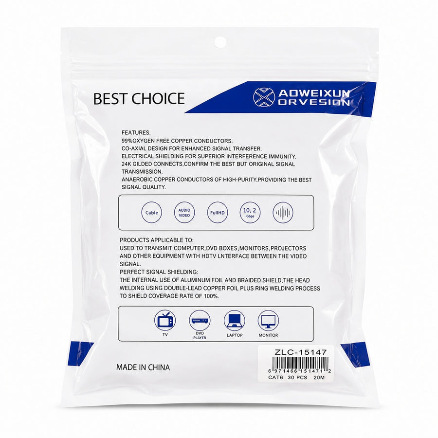 Cable de red Aoweixun Orvesion 20 metros Best Choice - detalle del producto
