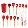 Set de utensilios de silicona 12 piezas color Rojo