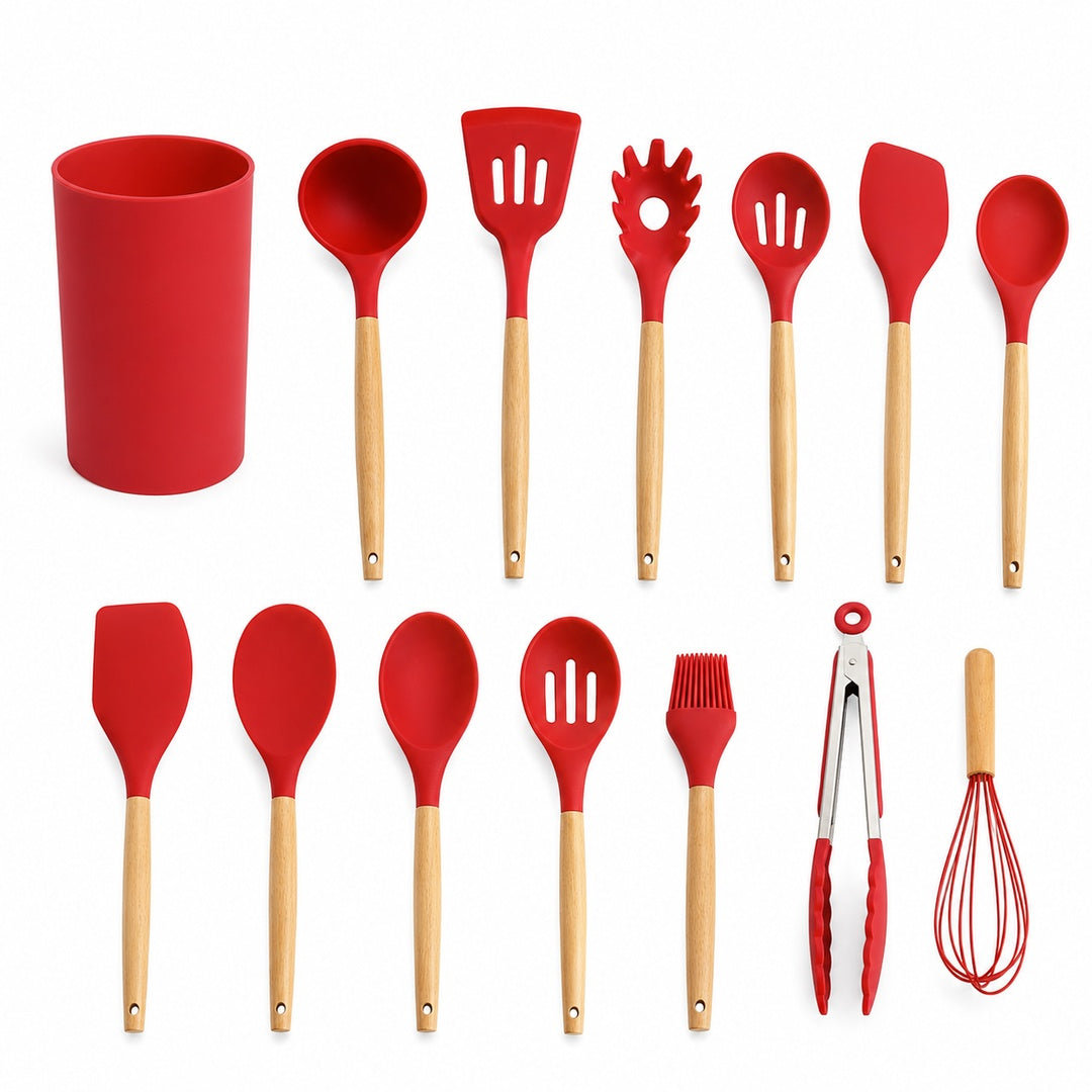 Set de utensilios de silicona 12 piezas color Rojo - detalle del producto