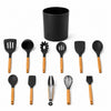 Set de utensilios de silicona 12 piezas color Negro