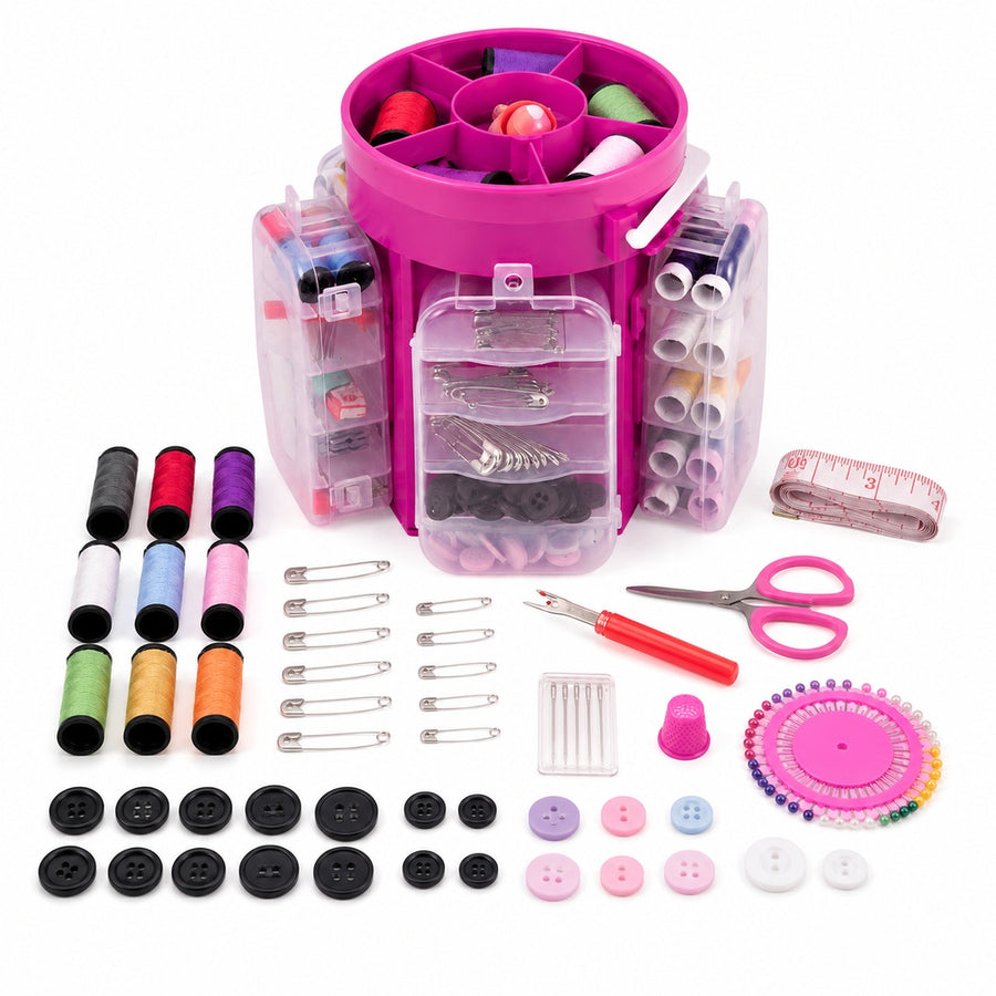 Costurero completo 210 piezas color fucsia - detalle del producto
