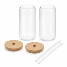 Vaso Lata de Vidrio Tapa Bambu con Sorbete Diseños Varios - detalle del producto